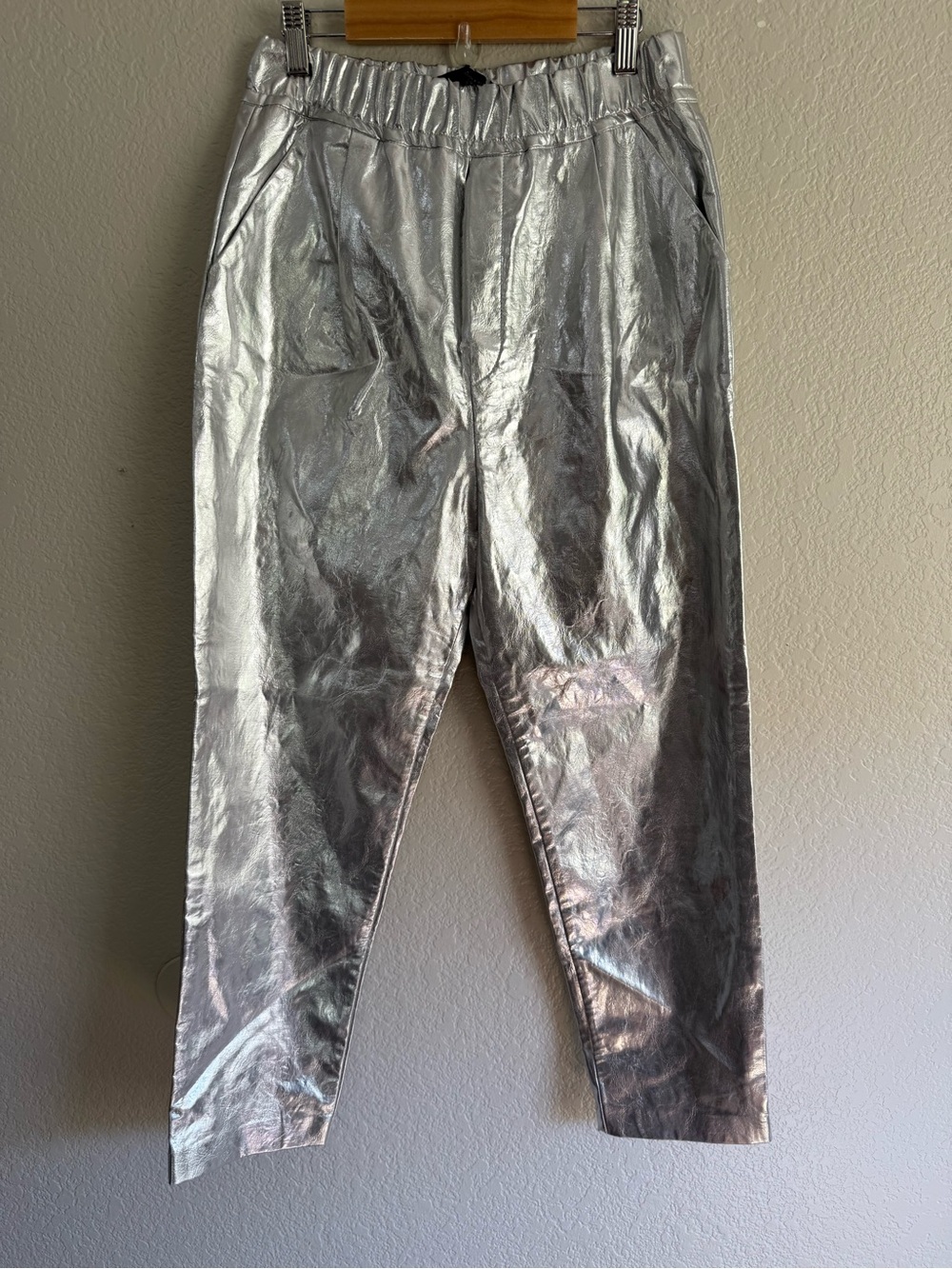 Zara Metallic Silver Jogger Pants